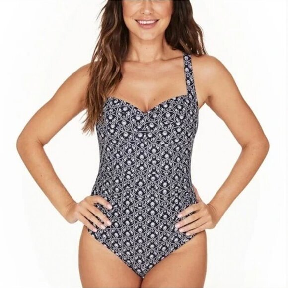 Niptuck Porcelain Joanne Twist Front Design Tummy Control One Piece Suit - Picture 1 of 6